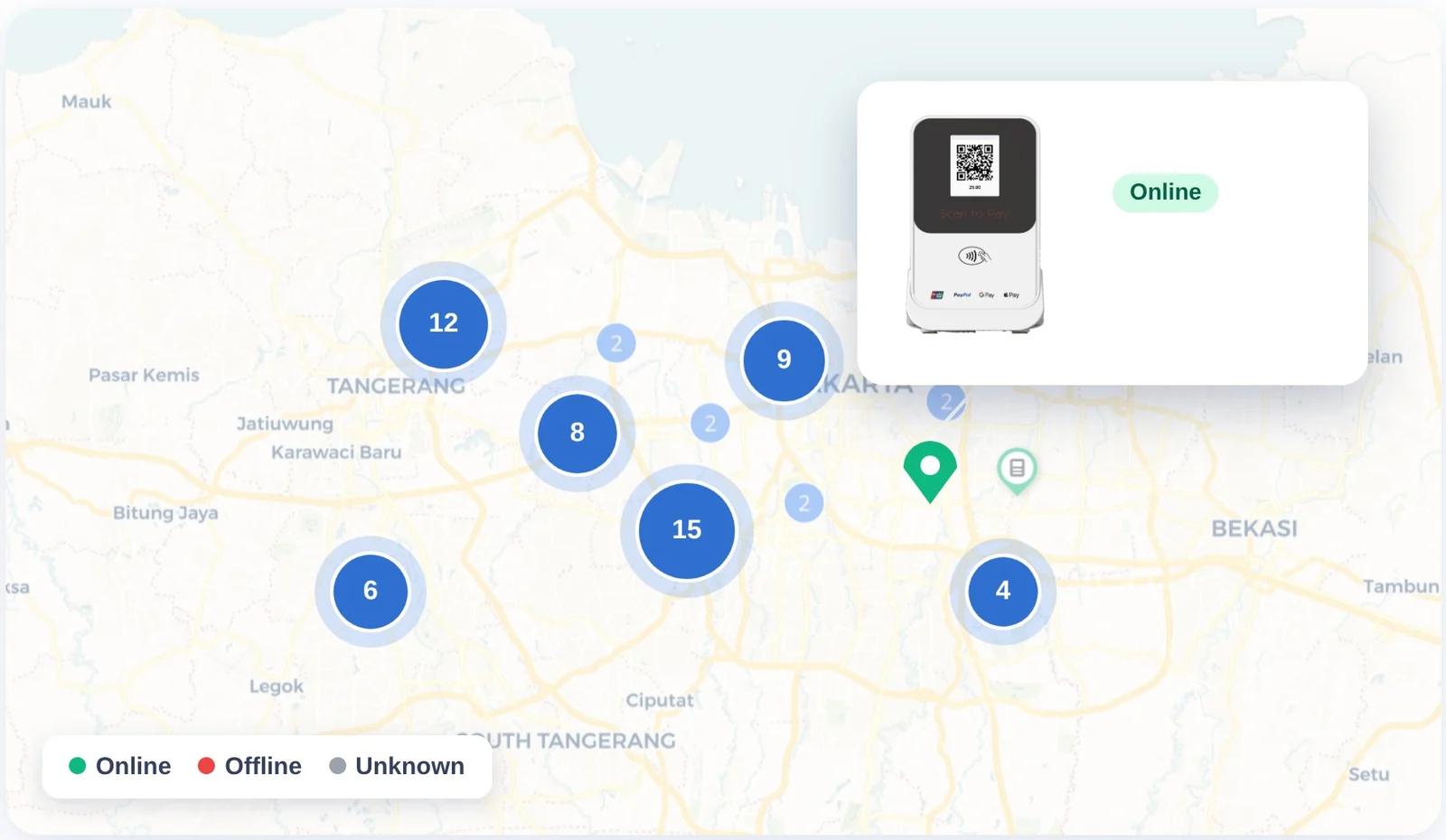 Sound boxes clustered on a city map