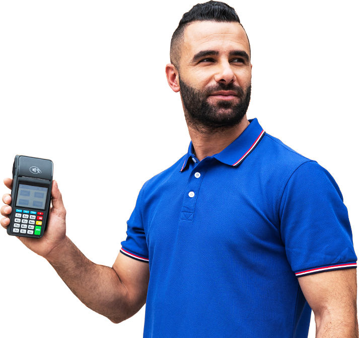 A man holding a B70