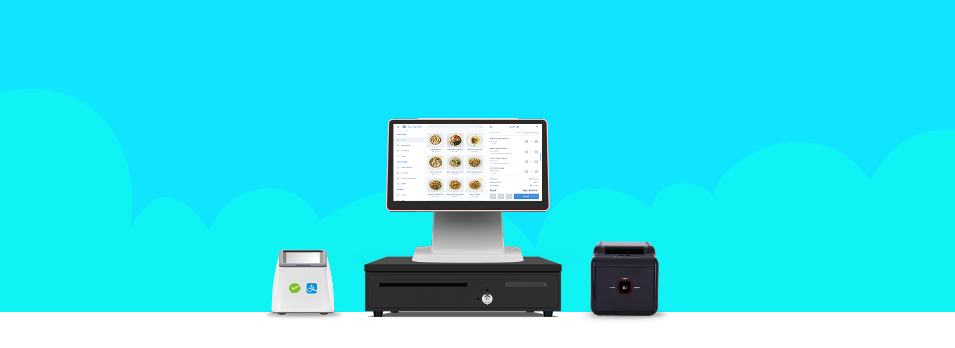 D7 with cash drawer, printer and POS terminal