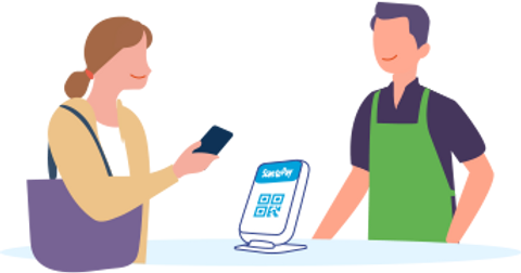 Customer scanning the QR code