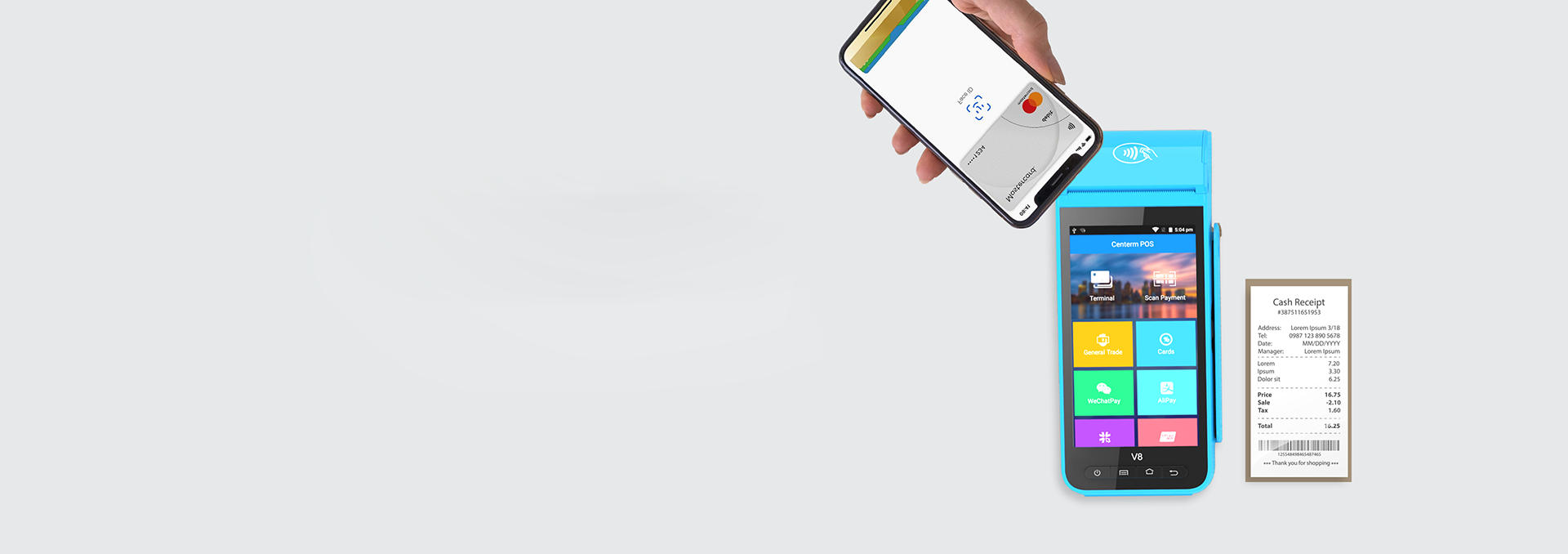 Paying with a phone on V8